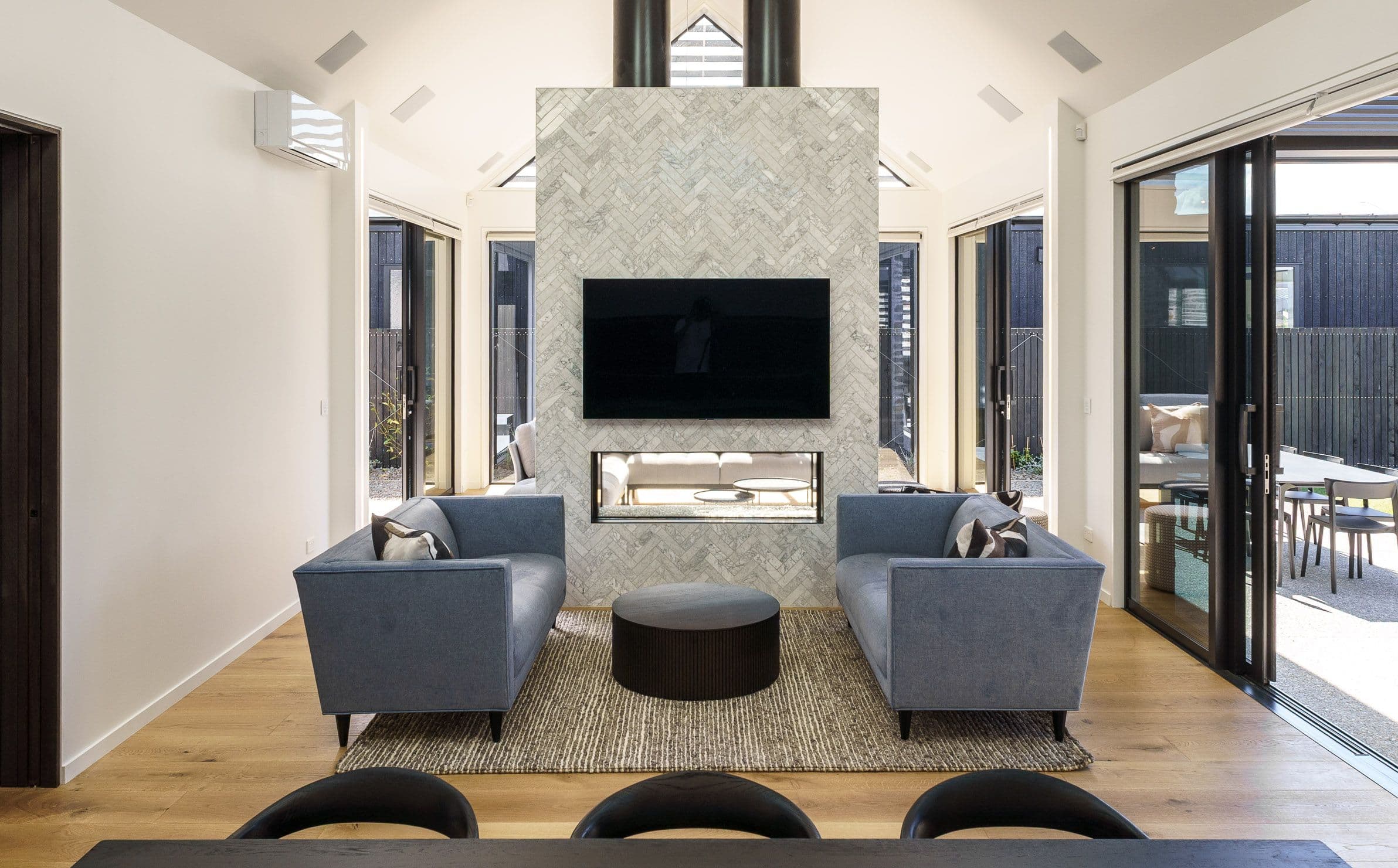 Interior living room with fireplace